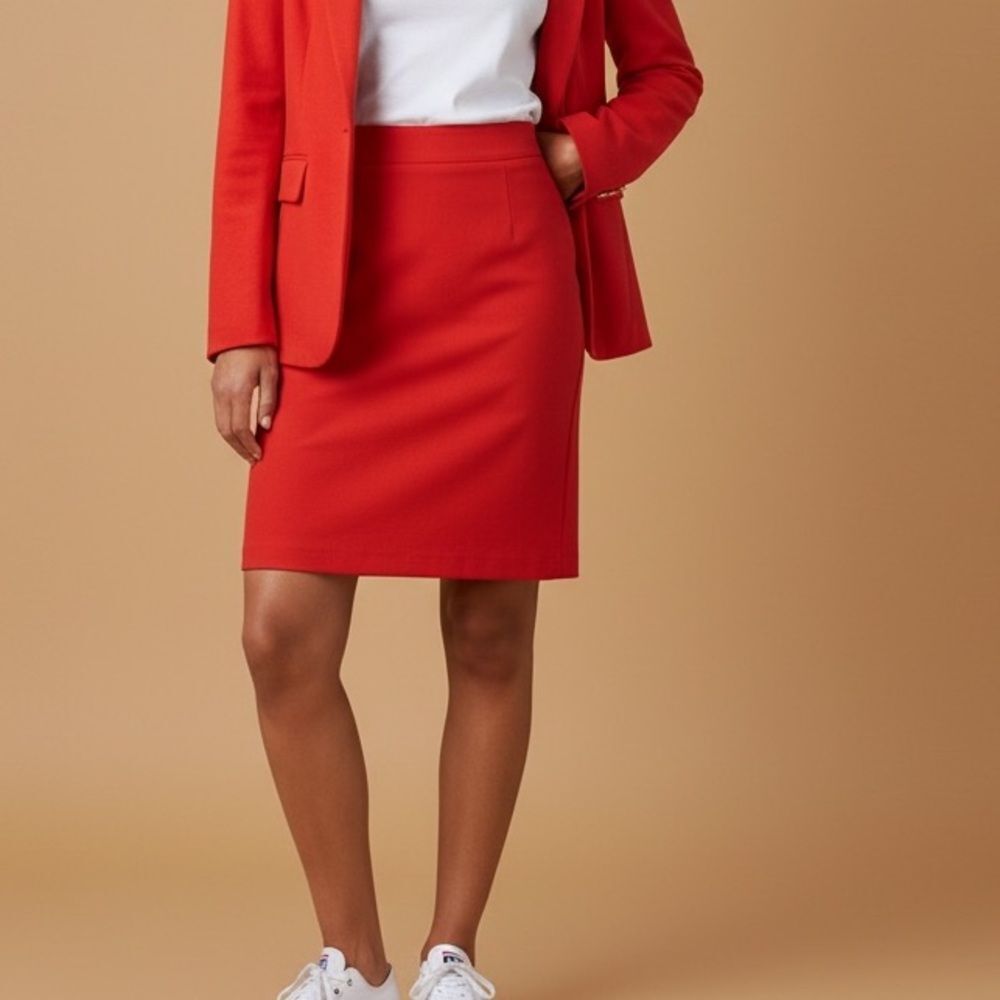 J. Crew Women's Red Corduroy Pencil Skirt Size 6‎ Knee Length Casual